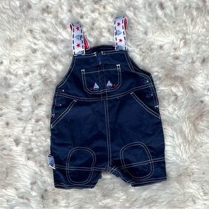 Adorable Sailing Theme Baby/Toddler Blue Short Overalls Size 18 Months Greendog